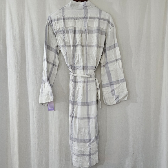 stars above Robe in White & Grey Plaid Print Women’s Size M/L - Picture 3 of 7